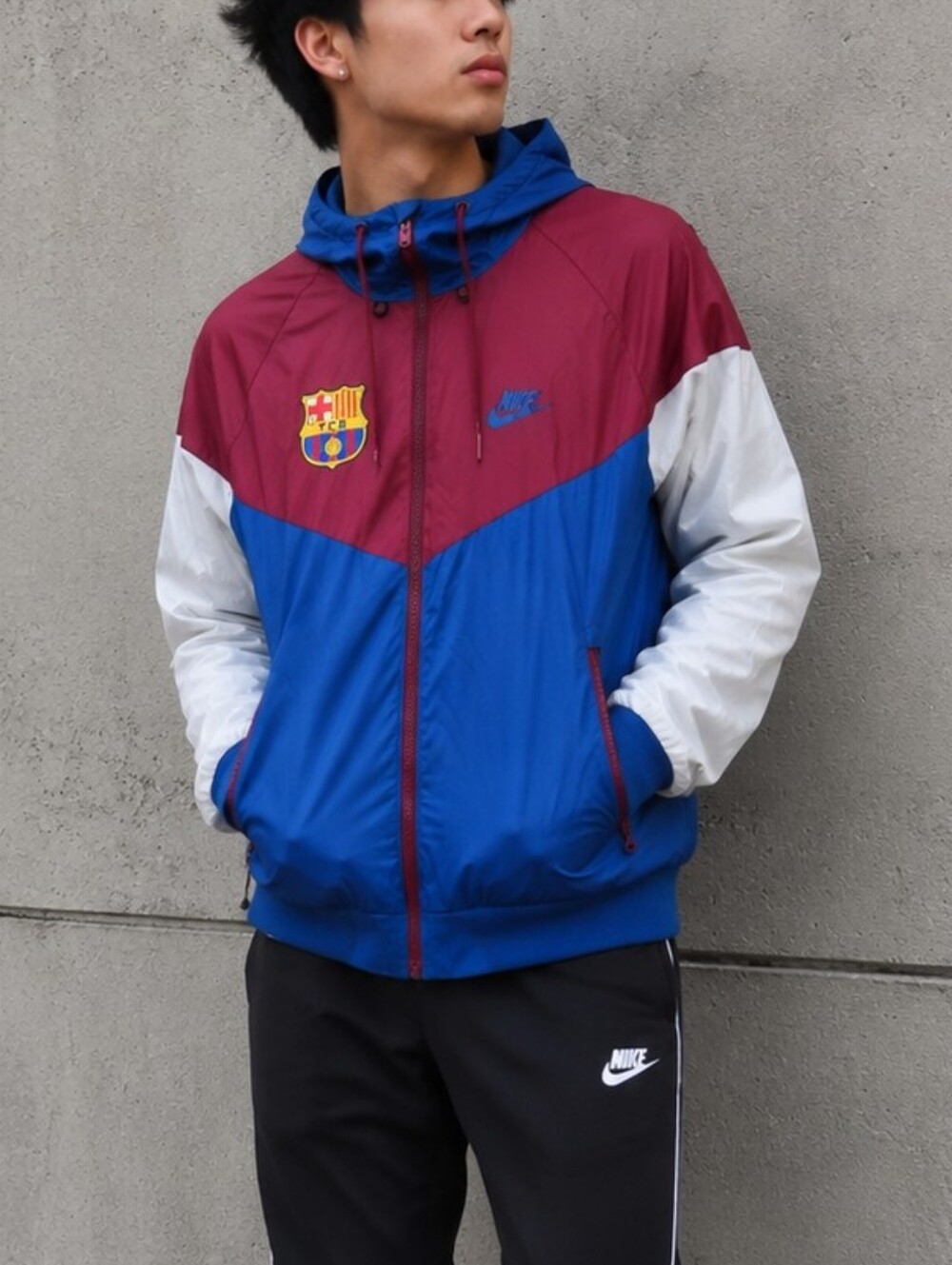 Nike Men’s Colorblock Windbreaker Jacket Hooded Y2K Size S